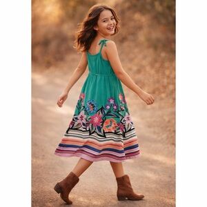 Gymboree Girls Dress Size 6 – Floral‎ Print Striped Sundress Sleeveless Summer